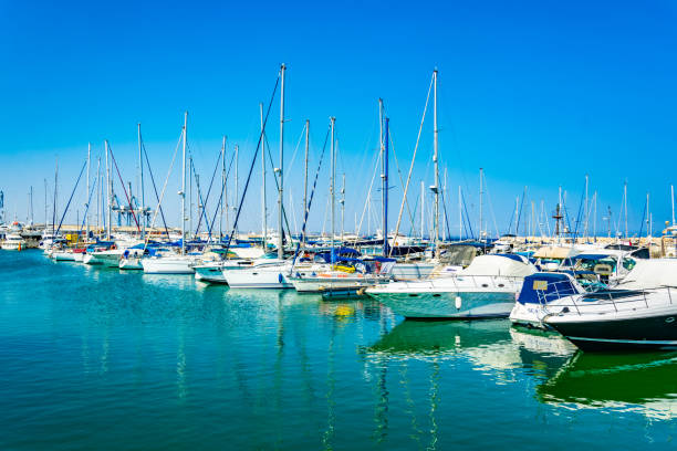 Marina at Larnaca, Cyprus Marina at Larnaca, Cyprus sailboat mast stock pictures, royalty-free photos & images