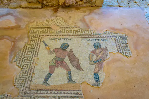Mosaics at the Gladioators house at ancient Kourion on Cyprus