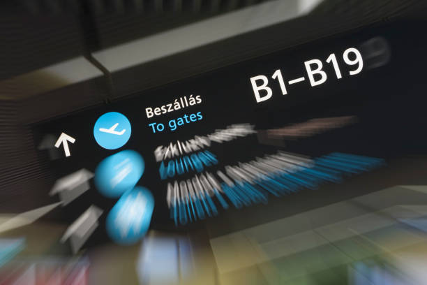 istock Airport Terminal Sign In Hungarian 1140377445