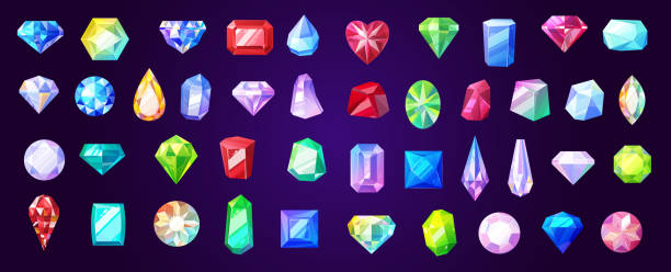 ilustrações, clipart, desenhos animados e ícones de gemas, diamante e pedras preciosas do vetor do rubi - diamond gem sapphire ruby