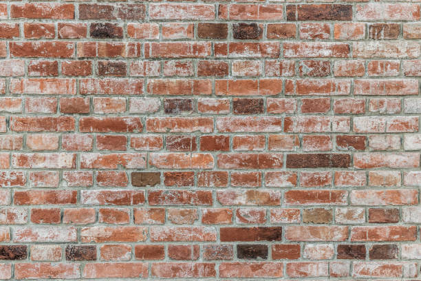 Brick wall of red color, old red brick wall texture background.