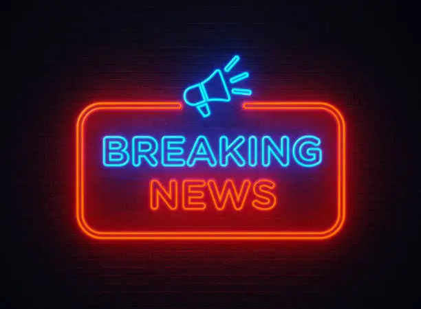 Photo of Breaking News Shaped Neon Light On Black Wall