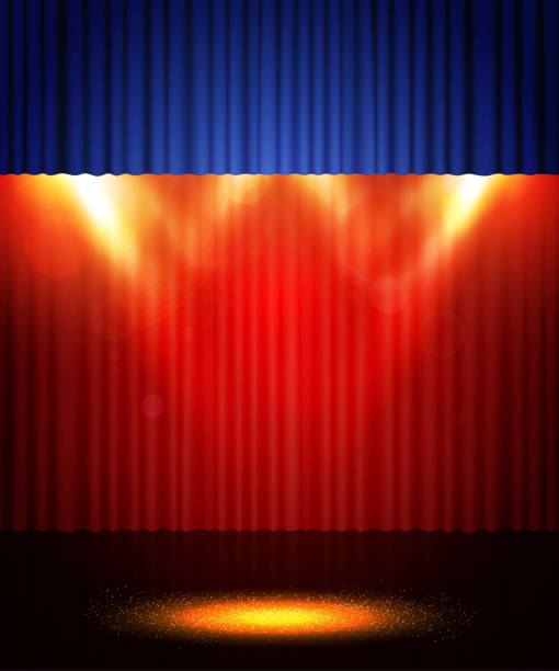 istock Empty theatre stage with curtain. Background for show, presentation, concert, design 1140381617