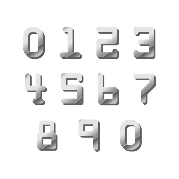 istock Set of credit card silver glossy numbers on white 1140386744