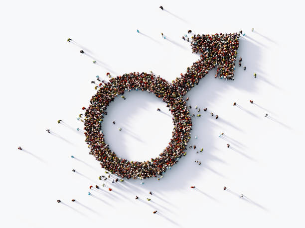 istock Human Crowd Forming Male Gender Symbol 1140387615