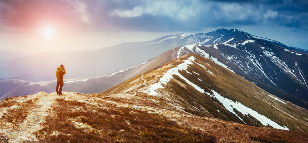 istock Gloomy view of the snow range under overcast sky. 1140388756