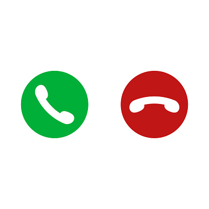 Vector gren and red phone buttons isolated on white background. For design telefon website or mobile. EPS 10