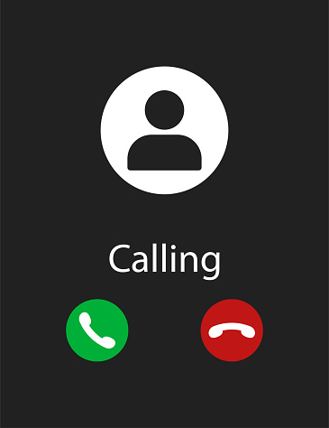 Smartphone screen of phone calling black background interface incoming. EPS 10