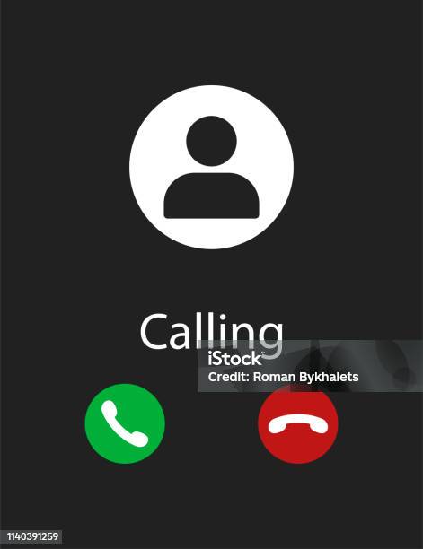 Smartphone Screen Of Phone Calling Black Background Interface Incoming Stock Illustration - Download Image Now