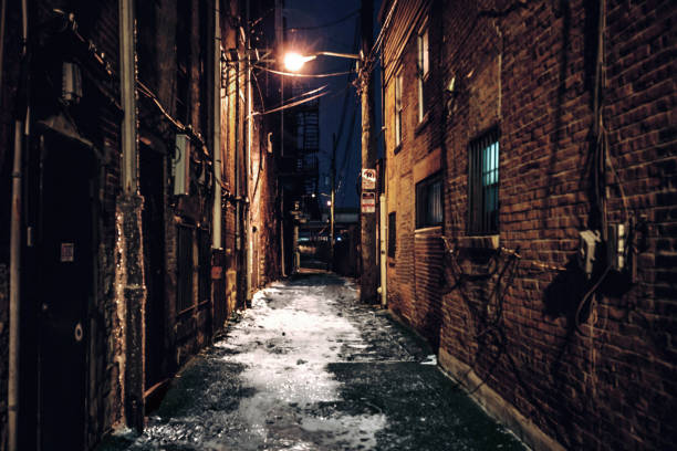 Dark alley in North Pittsburgh, Pennsylvania, USA