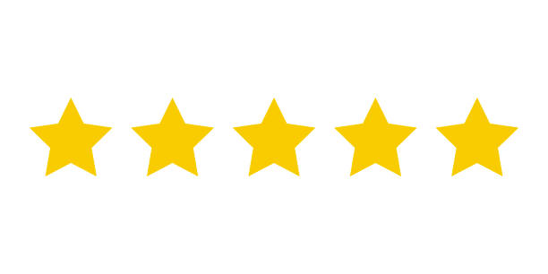 Five yellow stars customer product rating. Icon fow web applications and websites. Five yellow stars customer product rating. Icon fow web applications and websites. EPS 10 star shape stock illustrations