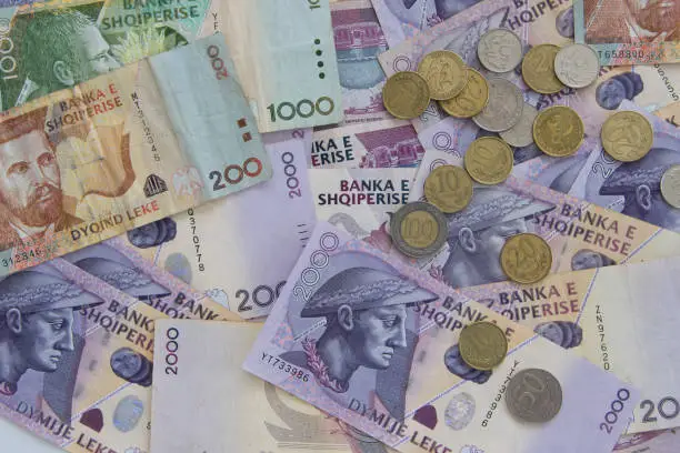 Photo of Close up of Albanian LEK. Albania national currency