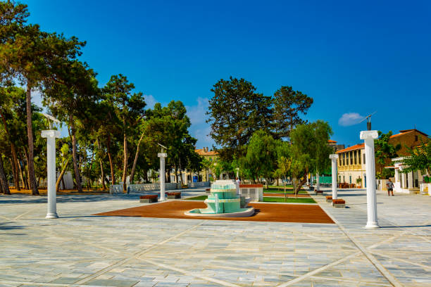Park with a fountain in central paphos, Cyprus