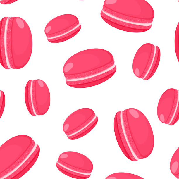 istock Macaroon seamless cookies pattern. Sweet and tasty vector template for cooking and restaurant menu 1140399271