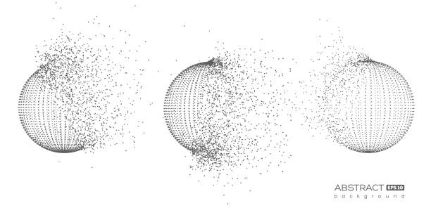ilustrações de stock, clip art, desenhos animados e ícones de set of abstract globe particles spheres. - particles