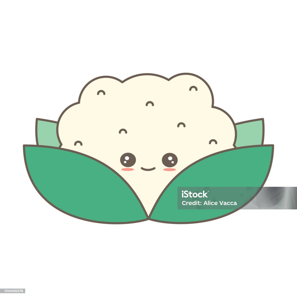 Dễ Thương Phim Hoạt Hình Đáng Yêu Súp Lơ Vector Minh Họa Cô Lập ...