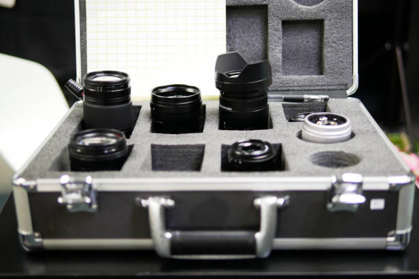 istock Modern digital camera lens collection in the bosxet 1140407360