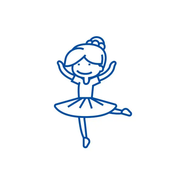 Vector illustration of Ballerina girl,balet dancer line icon concept. Ballerina girl,balet dancer flat  vector symbol, sign, outline illustration.