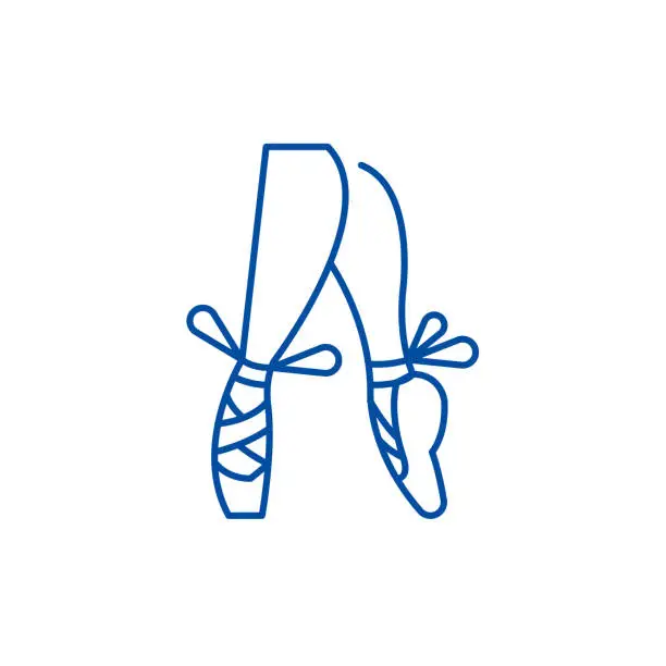 Vector illustration of Ballet pointe shoes line icon concept. Ballet pointe shoes flat  vector symbol, sign, outline illustration.