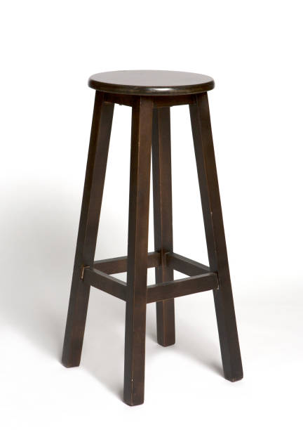 istock dark brown wooden stool on the white background 1140410857