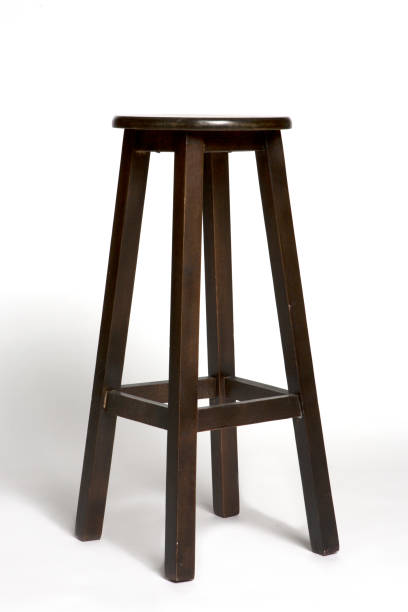 istock dark brown wooden stool on the white background 1140410859