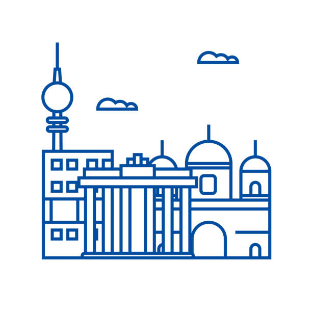 berliner linie icon-konzept. berlin flaches vektorsymbol, zeichen, umrissbild. - berlin alexanderplatz stock-grafiken, -clipart, -cartoons und -symbole