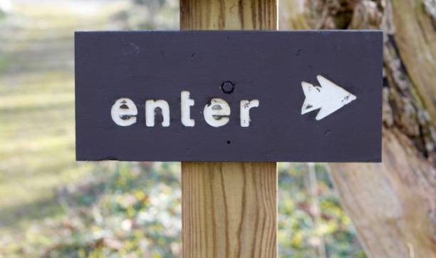 istock Brown Enter Wood Sign 1140414030