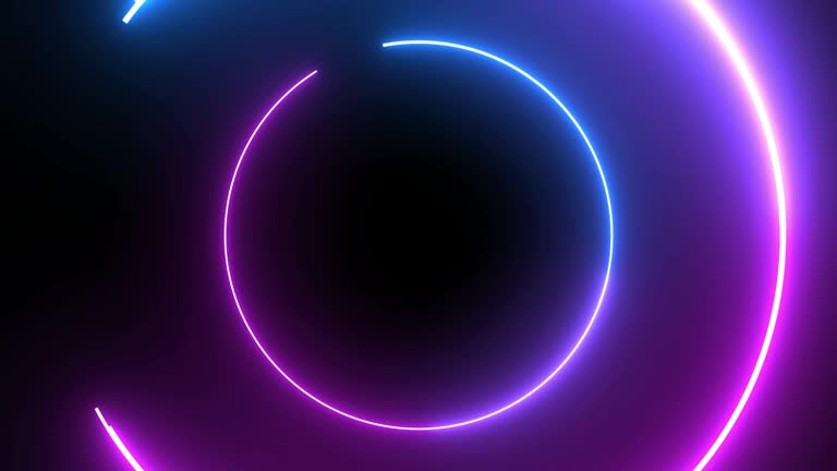 4k Blue Purple Neon Circle lights background