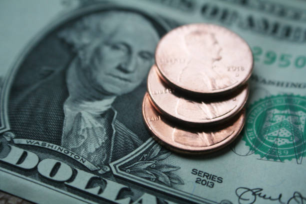 salário mínimo com dólar & pennies alta qualidade foto de stock - minimum wage - fotografias e filmes do acervo