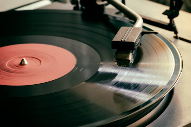 istock Vinyl analog player with the rotating LP. Close up. 1140419377