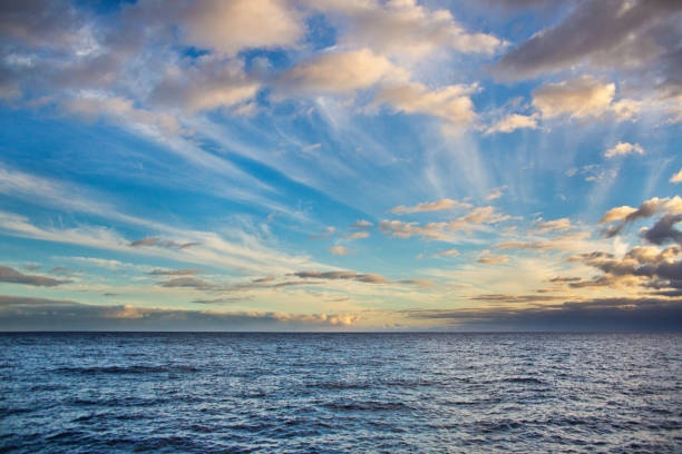 Seascape and sky in late afternoon in Kauai, Hawaii, USA.