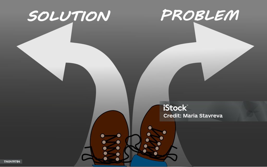 Two arrows with Solution and Problem.Vector Accuracy stock vector