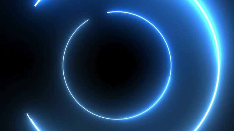 4k Blue Neon Circle lights background