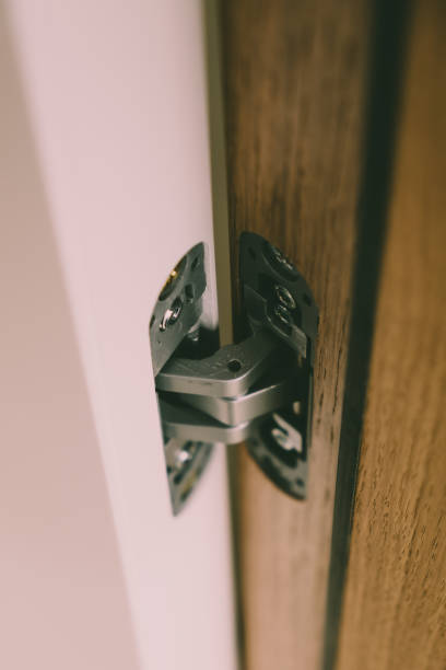istock Hinge installed in the new door 1140425709