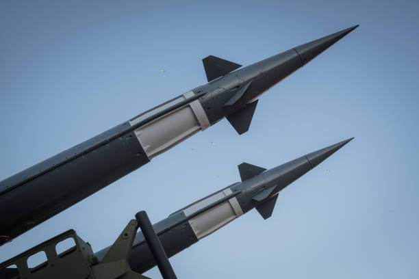 istock Defense missiles pointing into the sky 1140425812