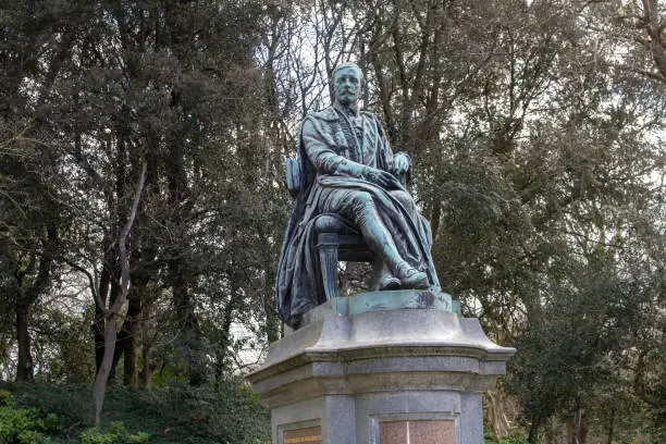 Photo of Lord Ardilaun's statue in St Stephens Green, Dublin, Ireland.