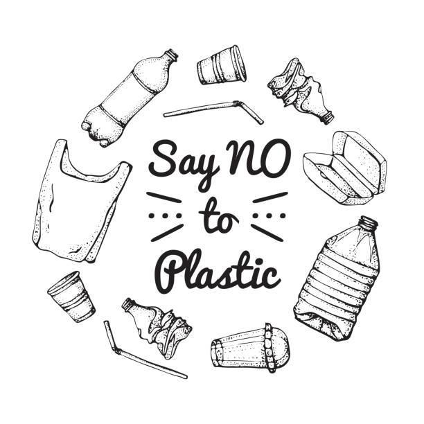 Say No To Plastic Motivational Phrase Hand Drawn Doodle Plastic Pollution  Icons Set Vector Illustration Sketchy Symbols Collection Bag Bottle Package  Contamination Disposable Dish Straw Stock Illustration - Download Image Now  - iStock