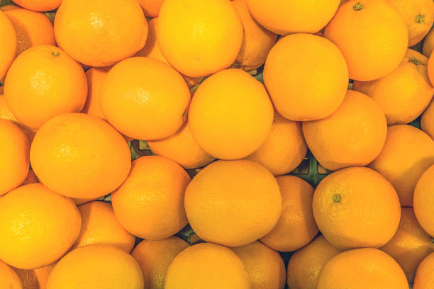 istock Orange fruit background in market. Top view. 1140430928