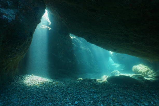 istock Below rocks underwater sunbeam Mediterranean sea 1140432066