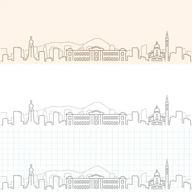 Vector illustration of San Salvador Hand Drawn Skyline