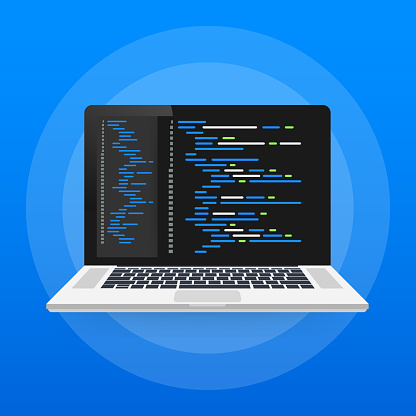 Digital java code text. Computer software coding vector concept. Programming coding script java, digital program code on screen illustration. Vector stock illustration.