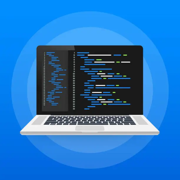 Vector illustration of Digital java code text. Computer software coding vector concept. Programming coding script java, digital program code on screen illustration. Vector illustration.
