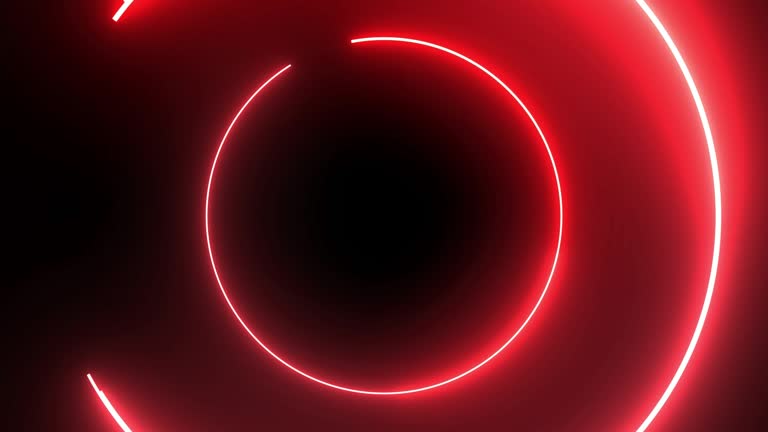 4k Red Neon Circle lights background