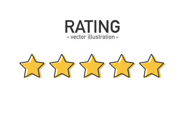 Vector illustration of Customer service. Star rating. Feedback concept. Evaluation system. Positive review. Web template. Vector illustration.