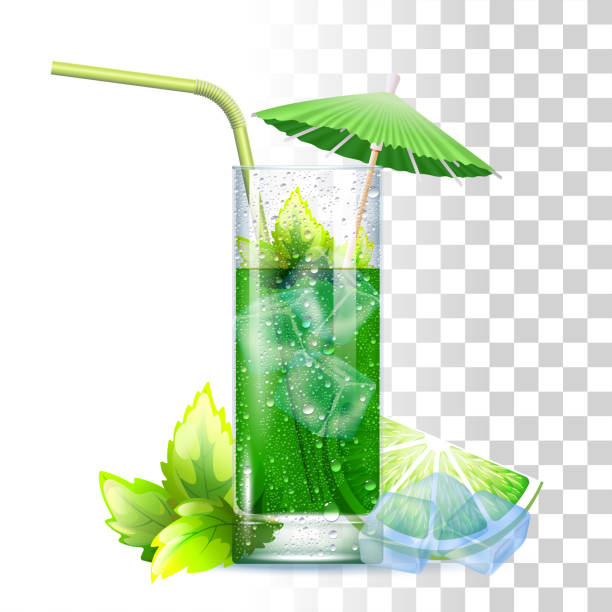 mojito cocktail - drink umbrella stock-grafiken, -clipart, -cartoons und -symbole