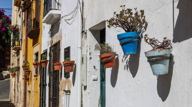 istock Flower pot decorations on a street in Tarragona, Spain 1140443629