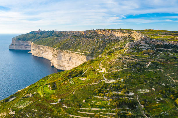 istock Dingli cliffs. Greeny nature and blue sea and sky. Malta island. 1140448046