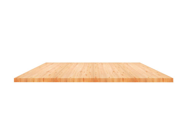 istock Perspective empty wooden counter with white background. Including clipping path for product display montage or design layout. 1140455481