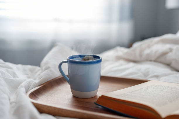 Relaxing with hot tea and a good book
