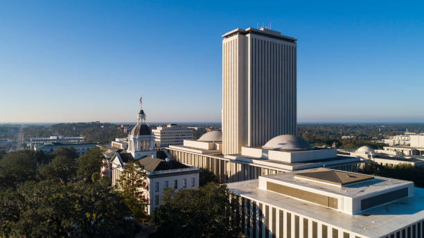 The Florida State Capitol, Tallahassee. The Florida State Capitol, Tallahassee. Aerial drone shoot. tallahassee stock pictures, royalty-free photos & images